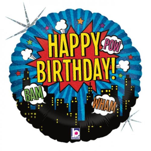 Round Superhero Birthday Foil Balloon - 45cm