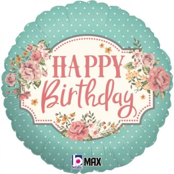 Round Vintage Birthday Foil Balloon - 45cm