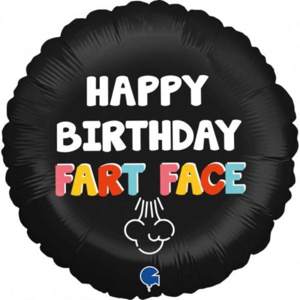 Black Round Happy Birthday First Face Foil Balloon - 45cm