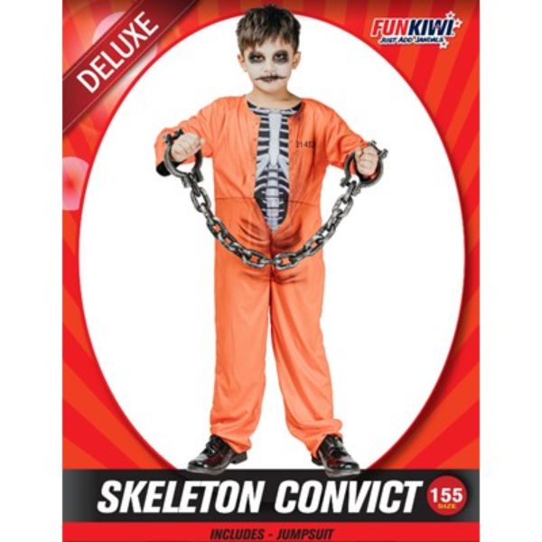 Skeleton Convict Costume - 155cm