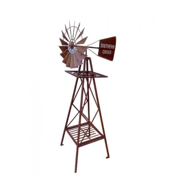 Rustic Metal Garden Sculpture Statue Windmill - 120cm
