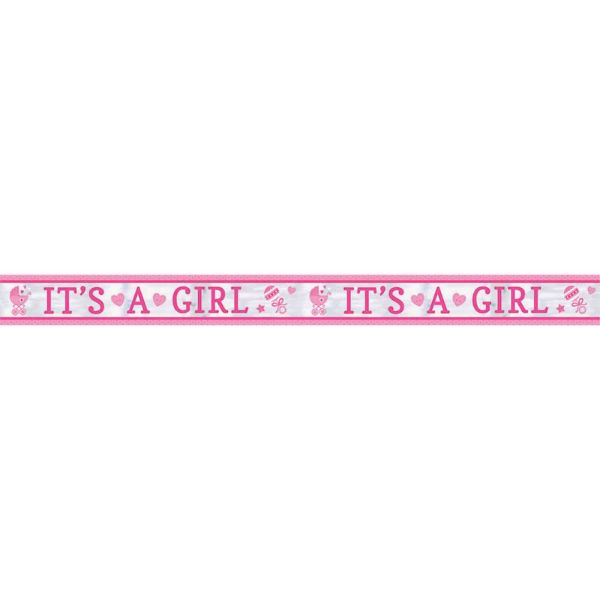 Pink Its A Girl Foil Banner - 760cm
