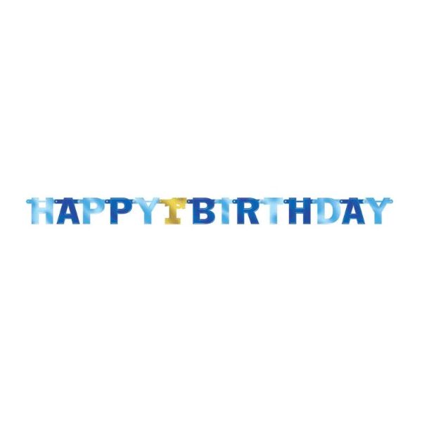 Blue Boy Happy 1st Birthday Foil Banner