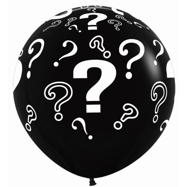 2 Pack Sempertex Fashion Black He Or She Question Marks Latex Balloons - 90cm
