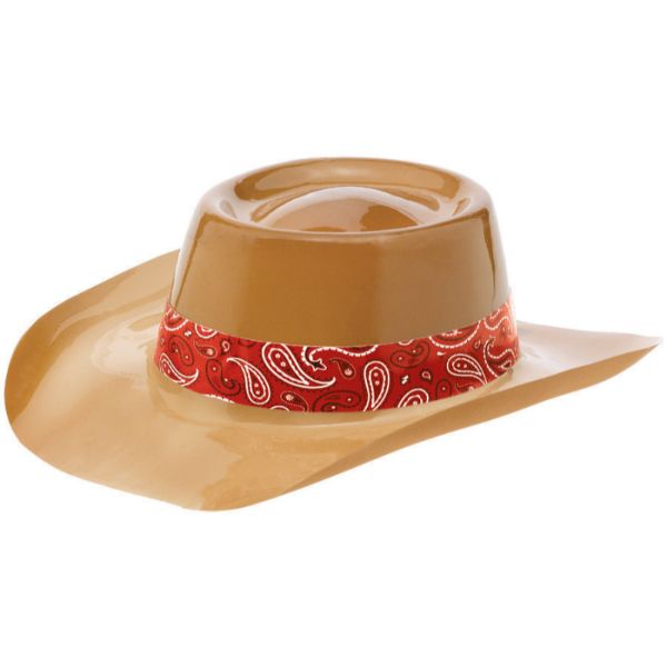 Brown Cowboy Western Plastic Hat With Red Band