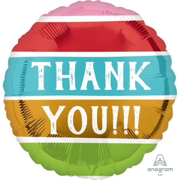 Thank You Striped Colours Foil Balloon - 45cm