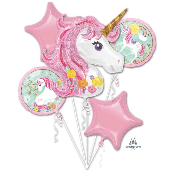 5 Pack Unicorn Magical Foil Balloon Bouquet