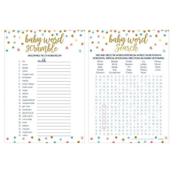 Baby Shower 2 In 1 Word Games - 17cm x 12cm