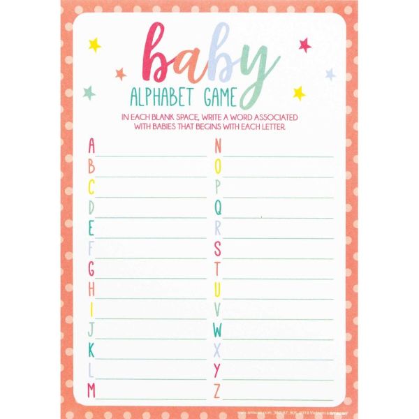 24 Pack A To Z Alphabet Baby Shower Games - 17cm x 12cm