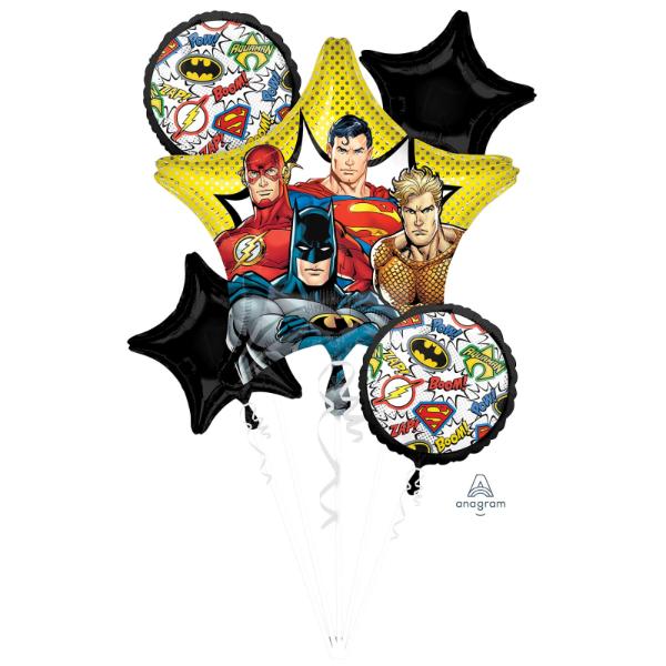 5 Pack Justice League Foil Balloon Bouquet - 45cm