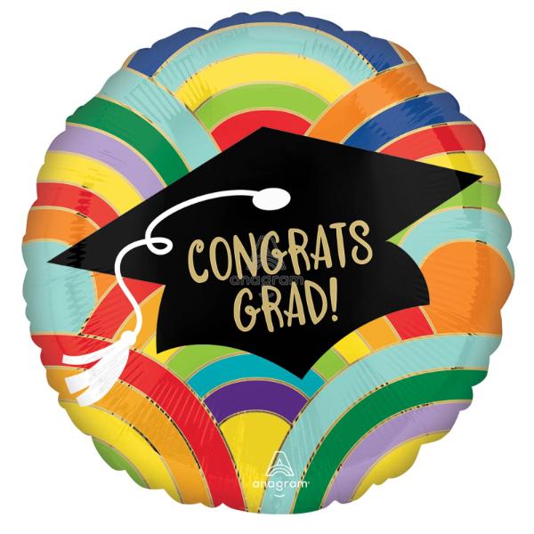 Rainbows Round Congrats Grad Foil Balloon - 45cm