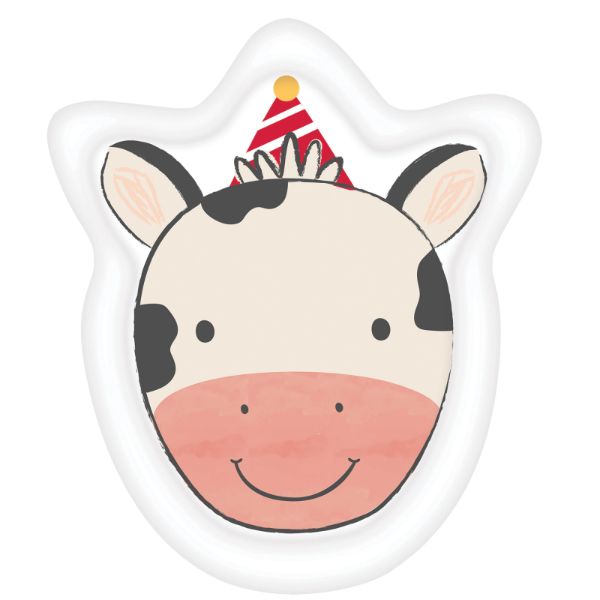 8 Pack Barnyard Cow Shaped Birthday Paper Plates - 22cm x 17cm
