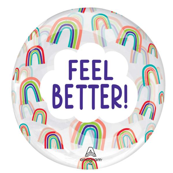 Rainbow Printed Clearz Feel Better Foil Balloon - 45cm