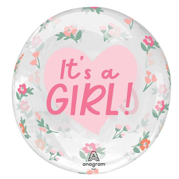 Its A Girl Floral Printed Clearz Happy Birthday Cake Slice - 45cm