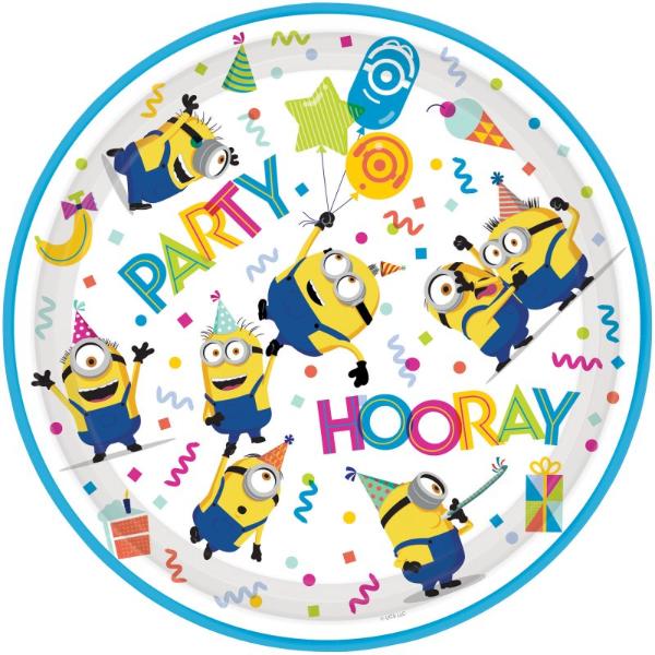8 Pack Minions Round Paper Plates - 23cm
