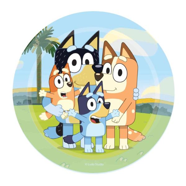8 Pack Bluey Round Paper Plates - 17cm
