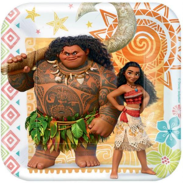 8 Pack Square Moana Paper Cups - 17cm