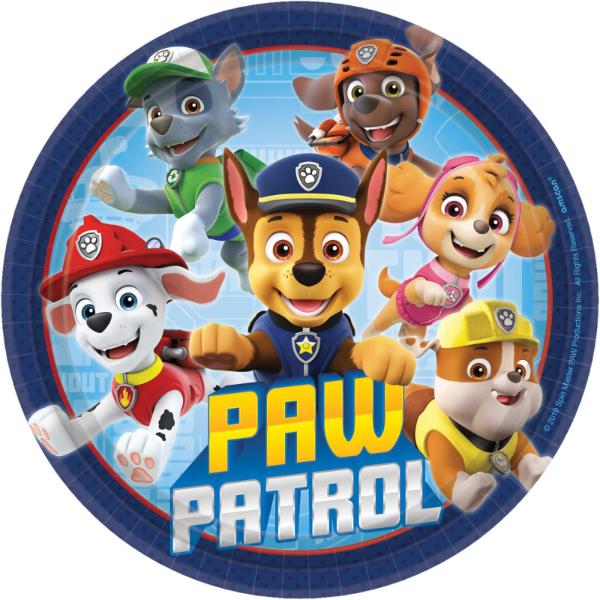 8 Pack Paw Patrol Adventures Paper Plates - 17cm