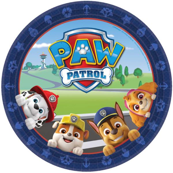 8 Pack Round Paw Patrol Adventures Paper Plates - 23cm