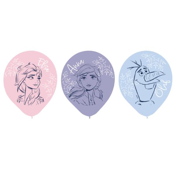6 Pack Frozen Characters Latex Balloons - 30cm