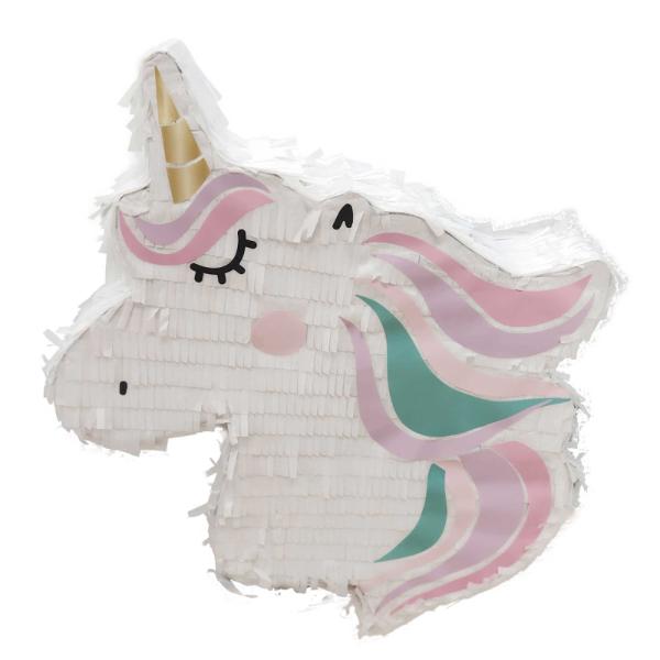 2D Unicorn Head Shape Pull String Pinata - 41cm x 9cm x 34.5cm