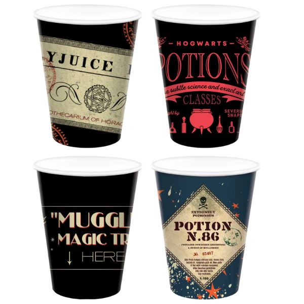 8 Pack Harry Potter Assorted Designs Paper Cups - 250ml