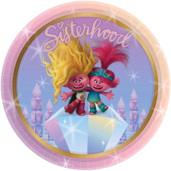 8 Pack Trolls 3 Band Together Paper Plates - 23cm