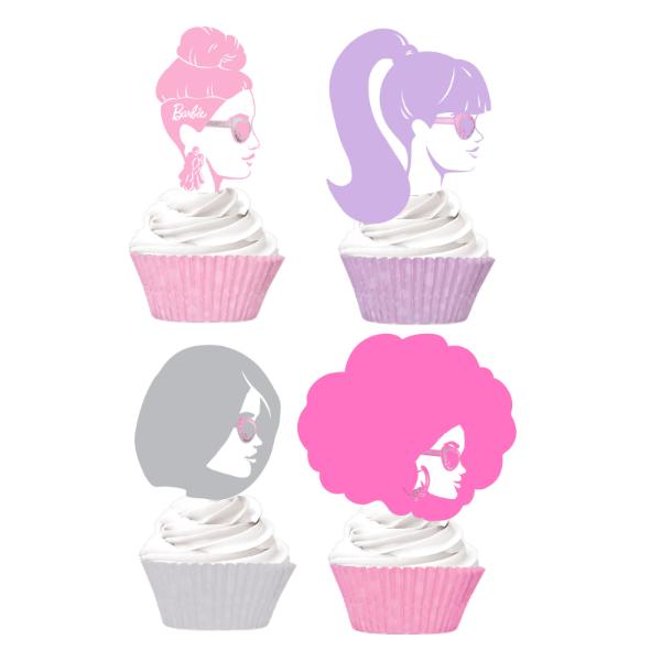 24 Pack Barbie Cupcake & Pick Set