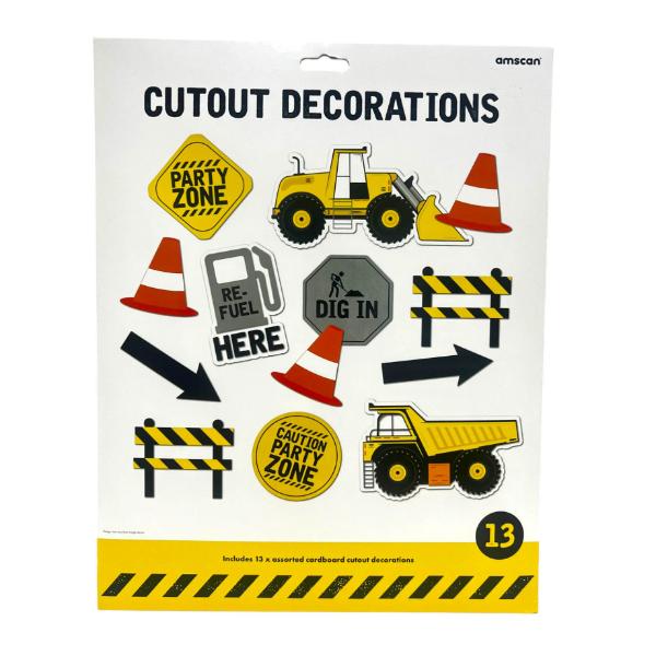 13 Pack Construction Cutout Decorations