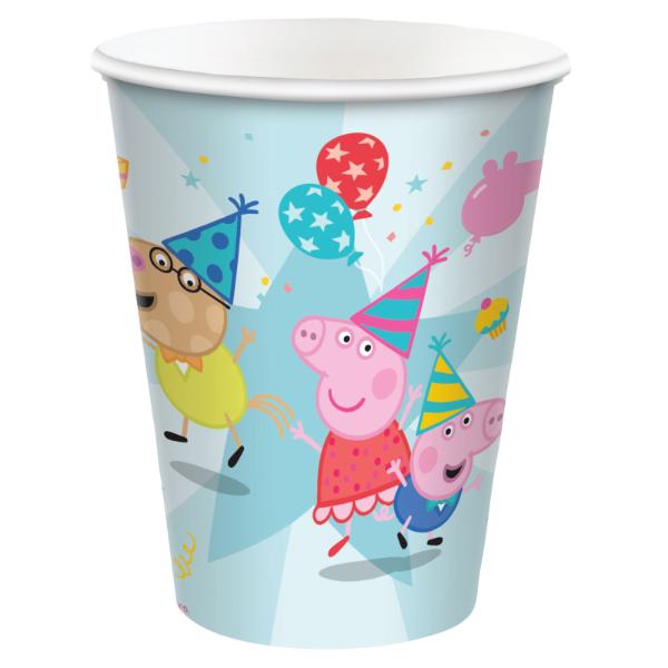 8 Pack Peppas Party Paper Cups - 266ml