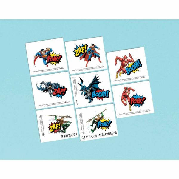 8 Pack Justice League Heroes Unite Tattoo Favors