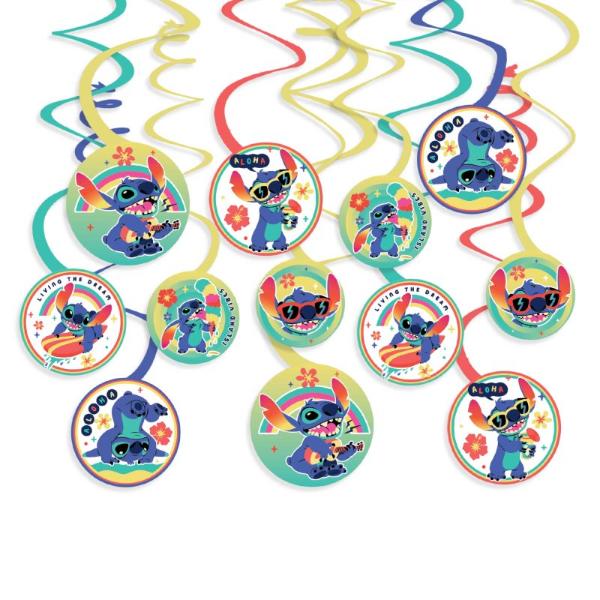 12 Pack Lilo & Stitch Paper Spiral Decorations