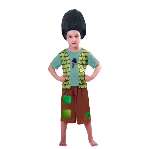 Trolls Boys Branch Kids Costume With Wig - 5 - 7 Years