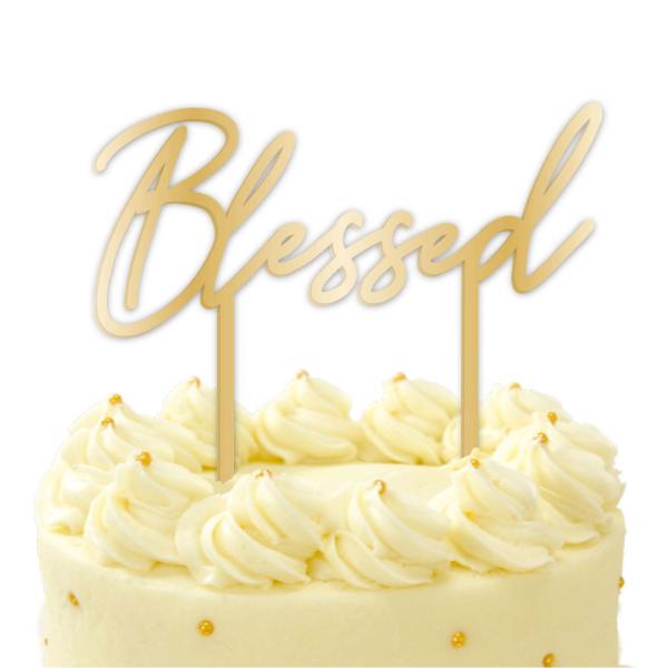 Acrylic Botanical Celebration Blessed Cake Topper Pick - 18cm