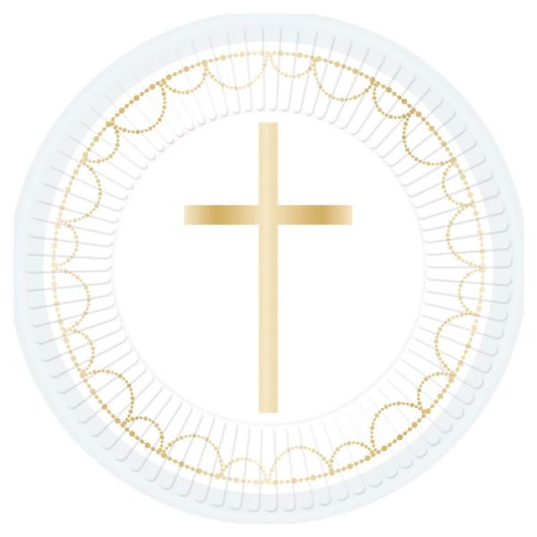 8 Pack Blue Round Botanical Celebration Paper Plates - 23cm