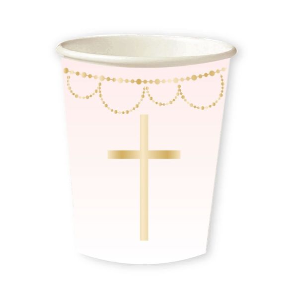 8 Pack Pink Botanical Celebration Paper Cups - 237ml