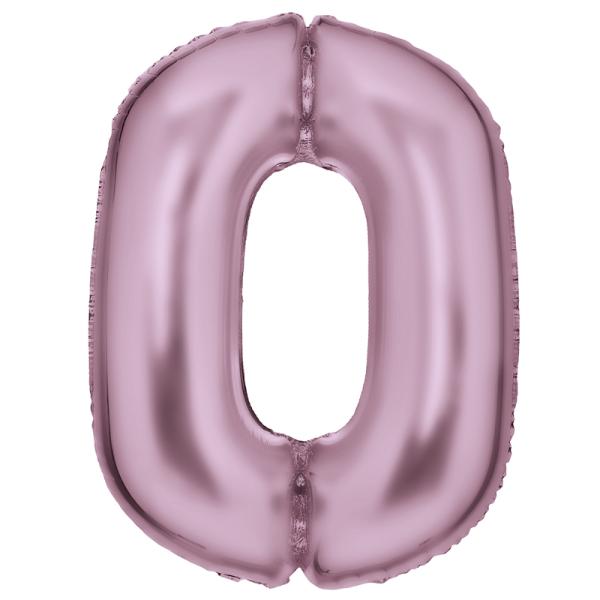 Large Silk Lustre Pastel Pink Number 0 Foil Balloon - 64cm x 90cm