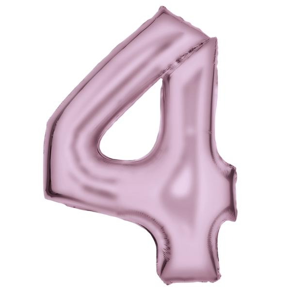 Large Silk Lustre Pastel Pink Number 4 Foil Balloon - 66cm x 93cm