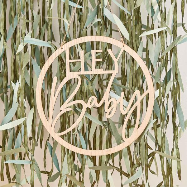 Botanical Baby Wooden Hey Baby Hoop Wreath - 36cm