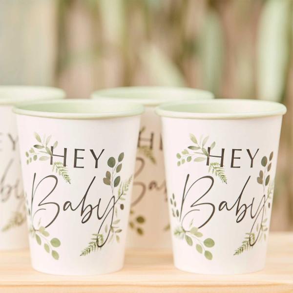 8 Pack Botanical Hey Baby Cups - 8cm x 9cm