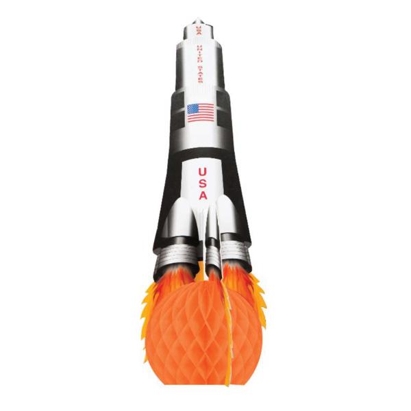 Space Blast Rocket Centrepiece Honeycomb & Cardboard - 34cm x 13cm