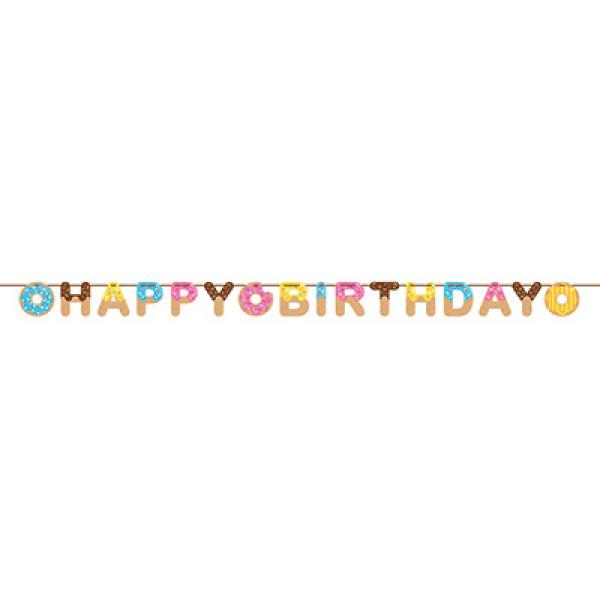 Reusable Donut Happy Birthday Ribbon Banner - 15cm x 260cm