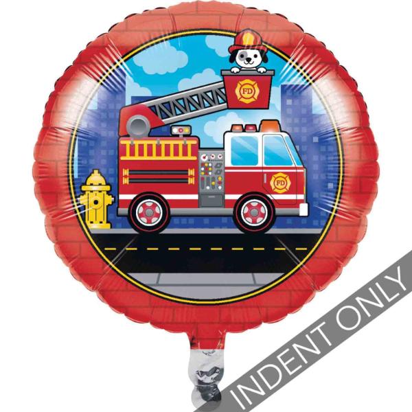 Metallic Flaming Fire Truck Foil Balloon - 45cm