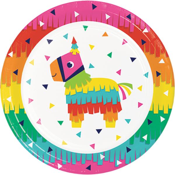 8 Pack Fiesta Fun Dinner Paper Plates - 22cm