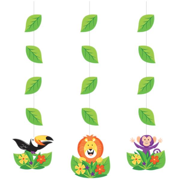 3 Pack Jungle Safari Hanging String Cutouts - 57cm