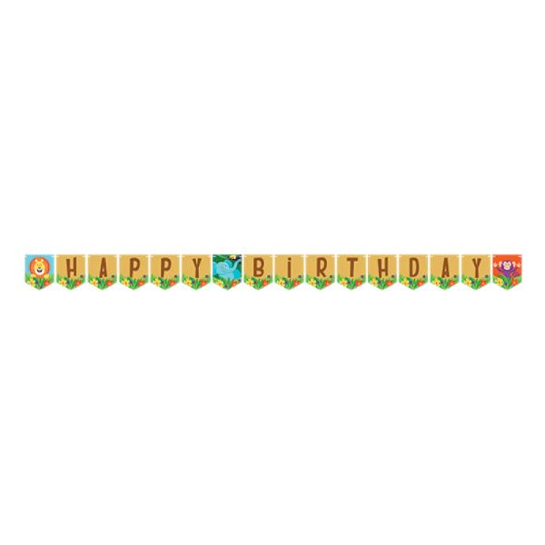 Jungle Safari Happy Birthday Ribbon Banner - 15cm x 139cm