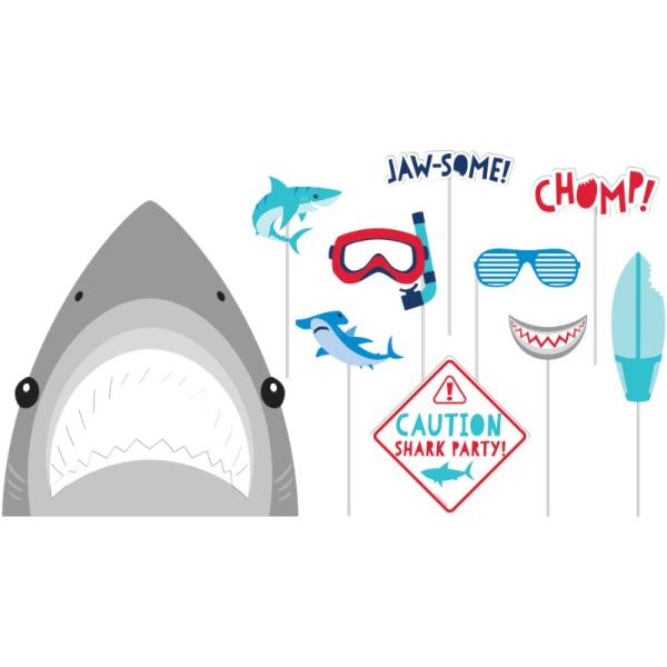 10 Pack Shark Party Photo Booth Props