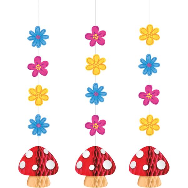 3 Pack Party Gnomes Hanging String Cutouts & Honeycombs - 106cm