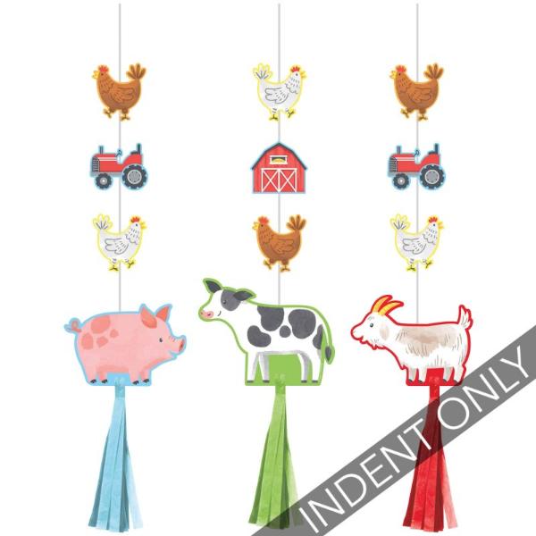 3 Pack Farm Animals Hanging Cutouts