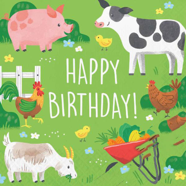 16 Pack Farm Animals Luncheon Napkins